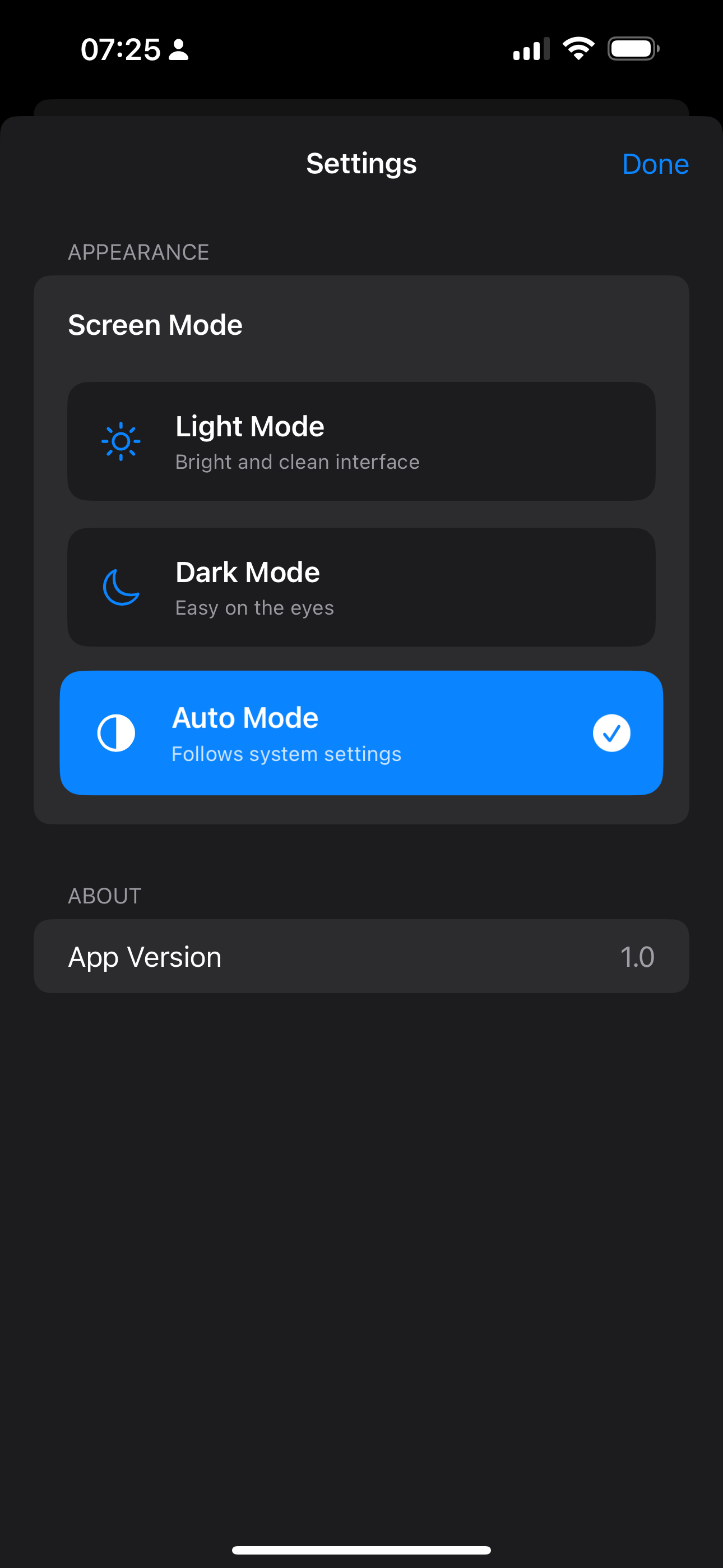MovieList App - Settings and Profile